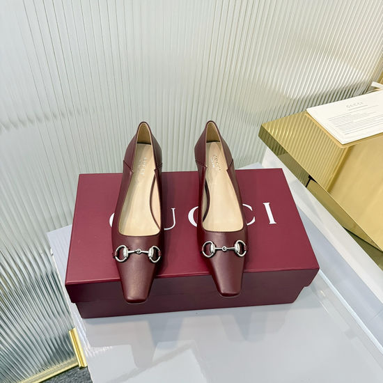 Gucci Refined Crystal Accent Leather High Heel Loafer
