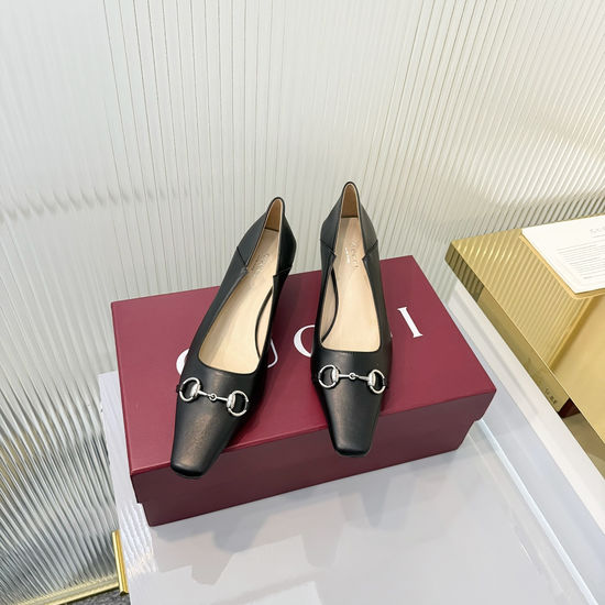 Gucci Refined Crystal Accent Leather High Heel Loafer