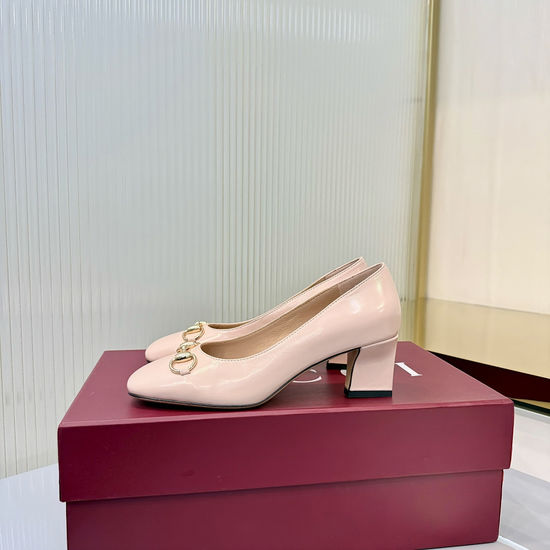 Gucci Classic Square Toe Block Heel Pumps With Metal Decor