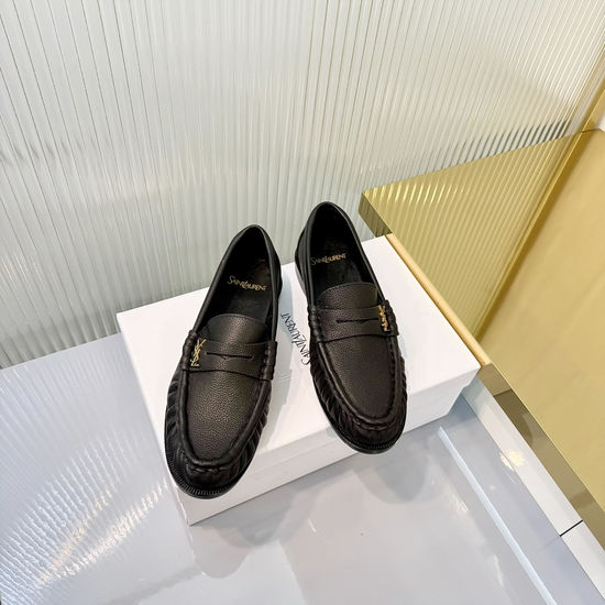 Yves Saint Laurent Wrinkled Loafers with Metal Accent