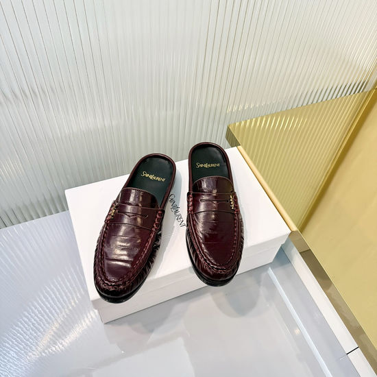 Yves Saint Laurent Wrinkled Loafers with Metal Accent