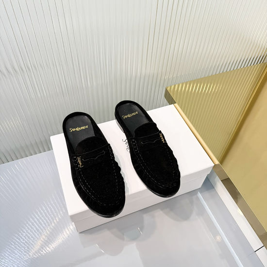Yves Saint Laurent Wrinkled Loafer with Metal Accent