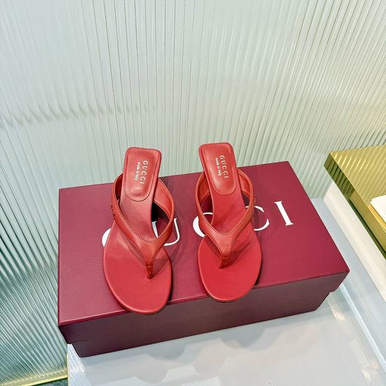 Gucci Foldable Leather Slide Sandals with Metal Accent