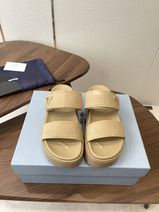 Prada Classic Platform Slides with Suede Upper Non-slip Sole