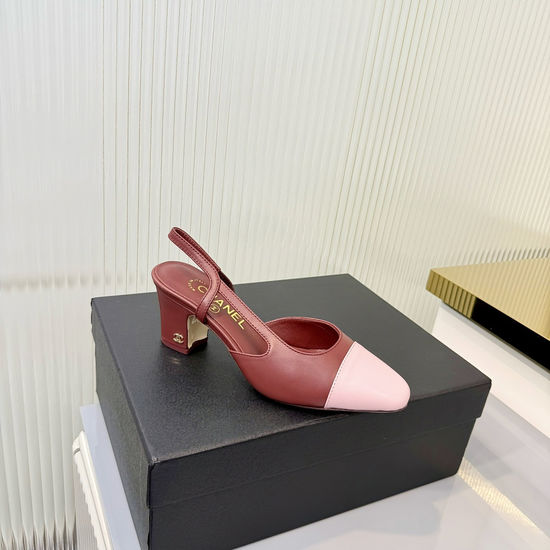 Chanel Timeless Slingback Mid Heel Premium Leather Shoes