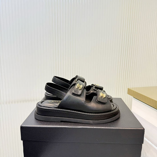 Chanel Premium Shearling Lined Platform Casual Sandals