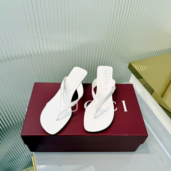 Gucci Rhinestone Decor Flat Slides Soft Leather Foldable Back Elegant Shoes