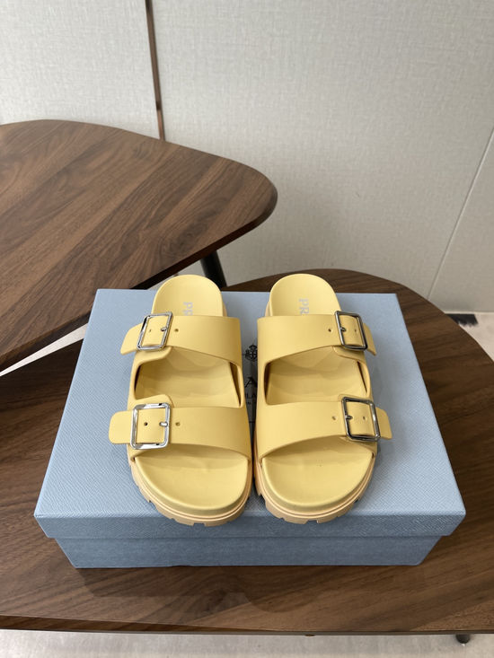 Prada Woven Platform Sandals with Buckle Detail Durable Outsole