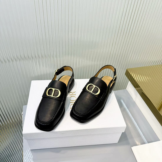 Christian Dior Leather Dress Shoes with Decorative Metal Buckle