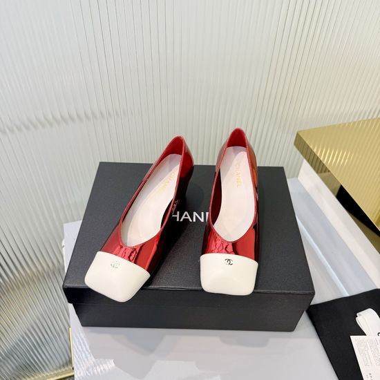 Chanel Classic Mid Heel Leather Ballet Dress Shoes