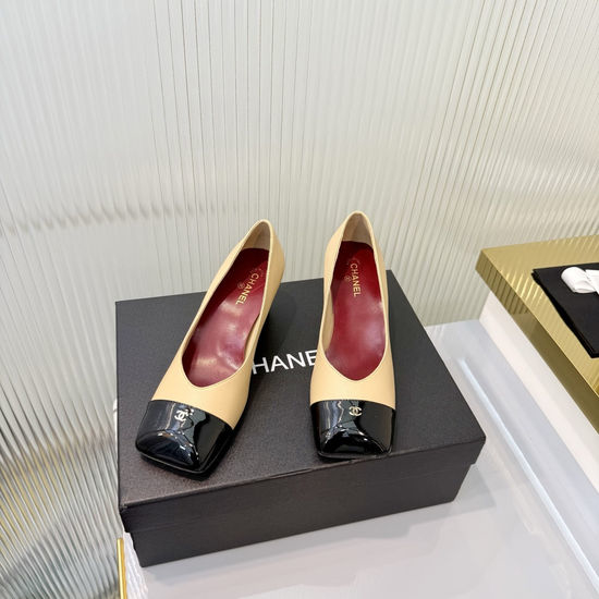 Chanel Classic Mid Heel Leather Ballet Dress Shoes