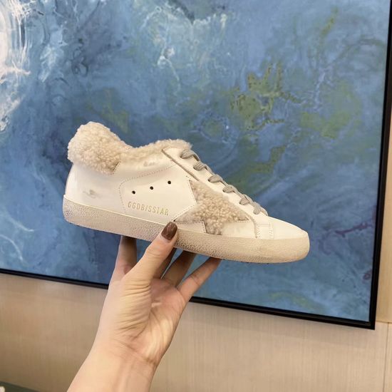 Golden Goose Wool Lined Distressed Leather Casual Shoes With Comfort Insole