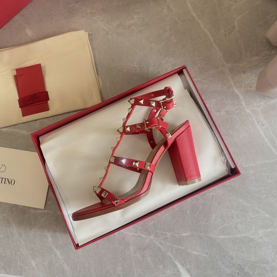 Valentino Handmade Rivet Leather Sandals with Durable Outsole