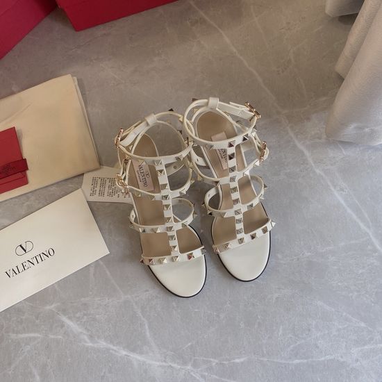 Valentino Handmade Rivet Leather Sandals with Durable Outsole