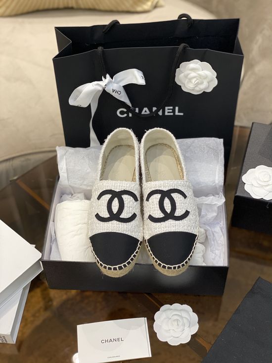 Chanel High Density Woolen Fabric Comfortable Casual Classic Espadrilles