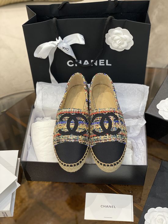 Chanel High Quality Tweed Espadrilles Classic Comfortable Daily Shoes