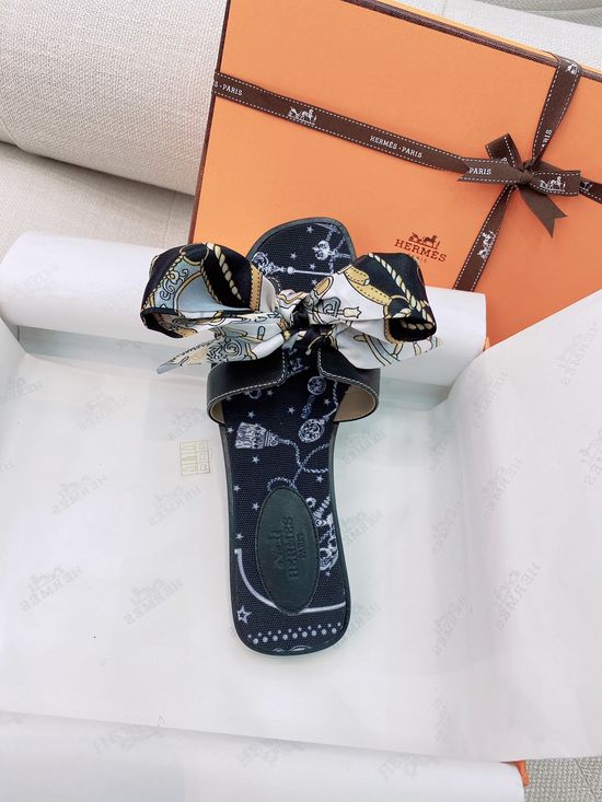 Hermes Classic H-shaped Flat Slide Slippers Premium Leather Sole