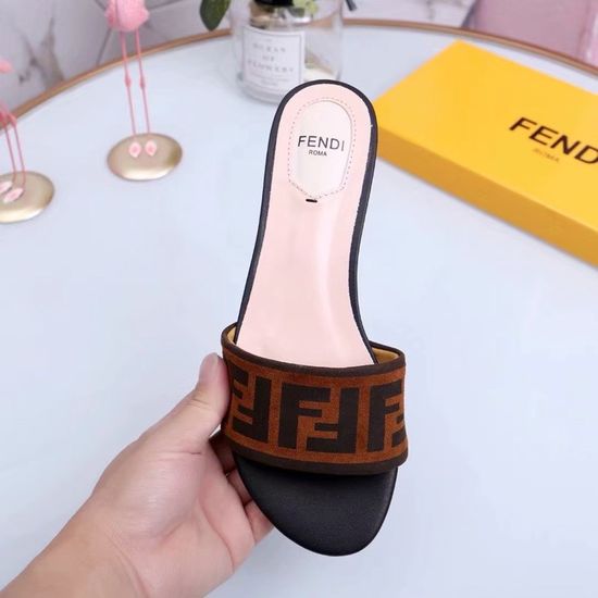 Fendi Soft Velvet Lined Flat Slide Sandals