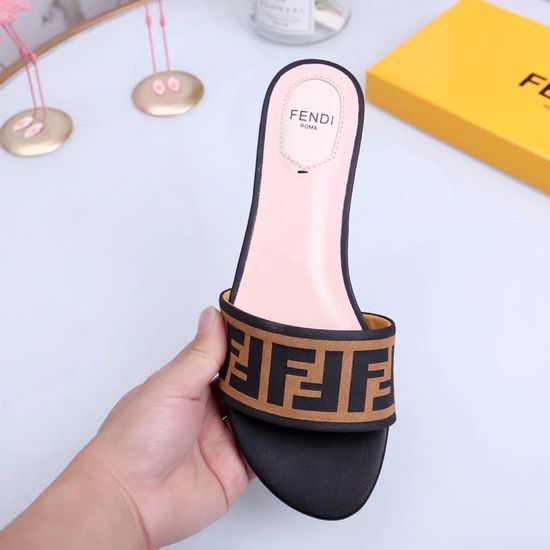 Fendi Soft Velvet Lined Flat Slide Sandals