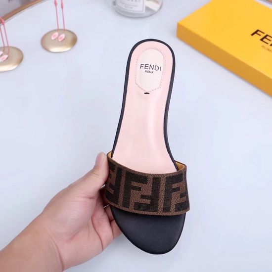 Fendi Soft Velvet Lined Flat Slide Sandals