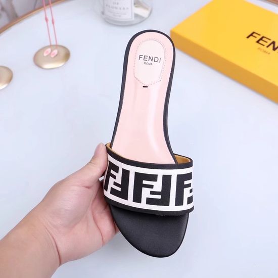 Fendi Soft Velvet Lined Flat Slide Sandals