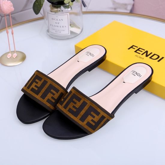 Fendi Soft Velvet Lined Flat Slide Sandals