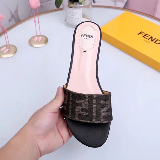 Fendi Soft Velvet Lined Flat Slide Sandals