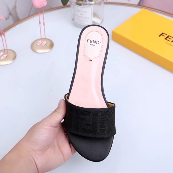Fendi Soft Velvet Lined Flat Slide Sandals