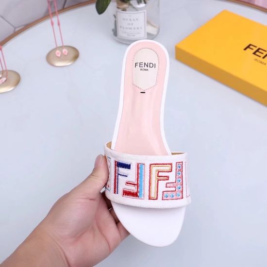 Fendi Embroidered Suede Comfort Flat Slides