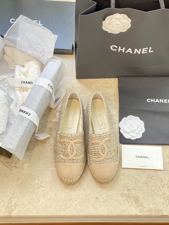 Chanel Premium Espadrilles with Wool Upper and Full Packaging