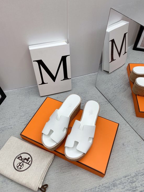 Hermes Thick Sole Casual Slides Premium Leather Upper
