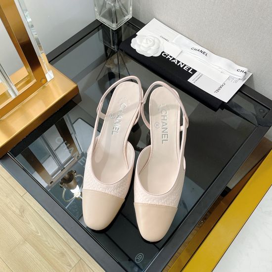 Chanel Premium Genuine Leather Square Toe Slingback Sandals