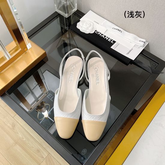 Chanel Premium Genuine Leather Square Toe Slingback Sandals