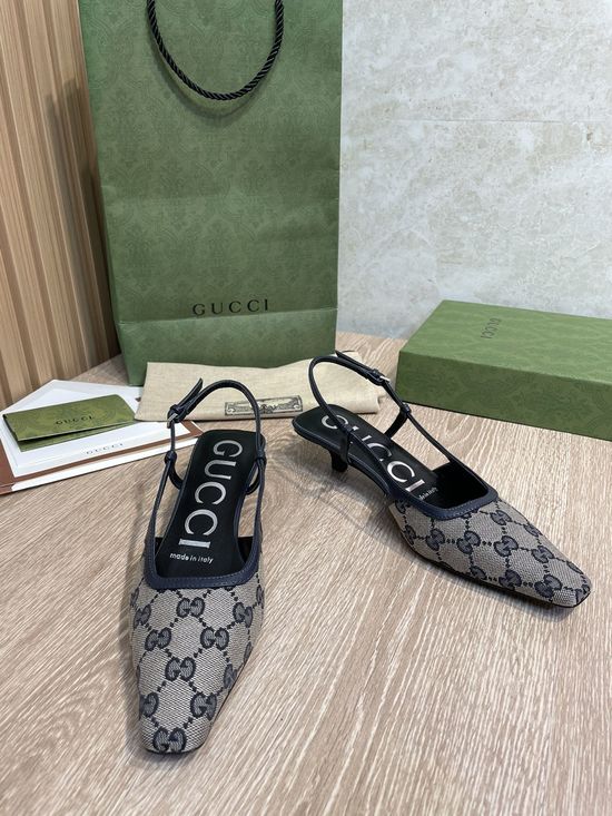 Gucci Classic Jacquard Slingback Kitten Heels with Refined Craftsmanship
