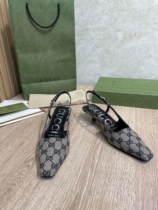 Gucci Classic Jacquard Slingback Kitten Heels with Refined Craftsmanship