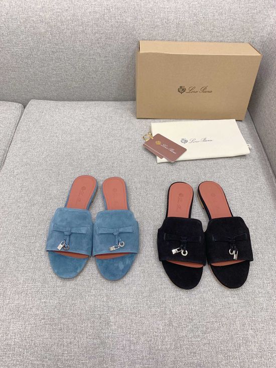 Loro Piana Suede Upper Slides with Comfortable Leather Insole