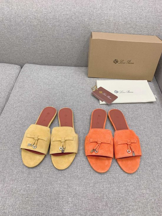 Loro Piana Suede Upper Slides with Comfortable Leather Insole
