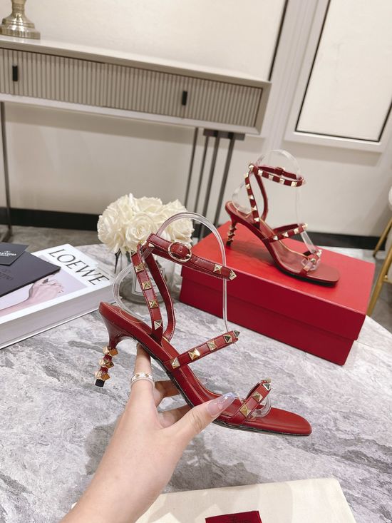 Valentino Studded Leather Sandals Genuine Leather Sole Available