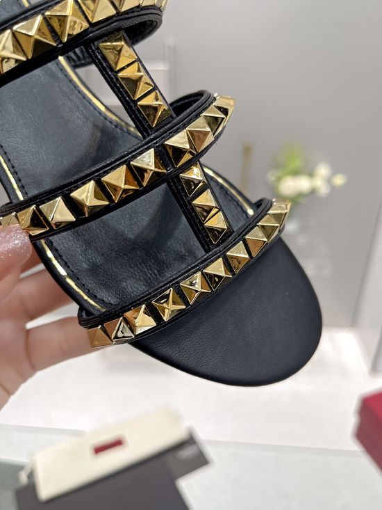 Valentino Hollow Out Rivet Decor Premium Leather Comfortable Shoes