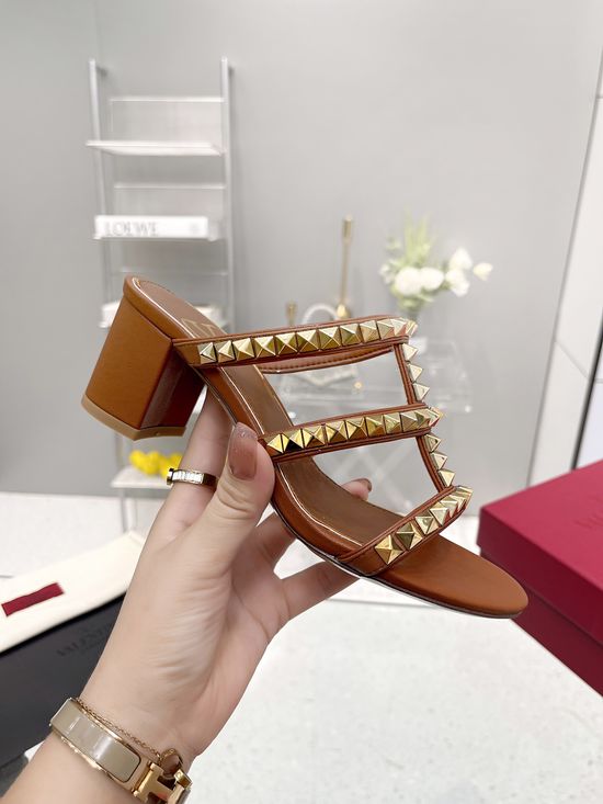 Valentino Hollow Out Rivet Decor Premium Leather Comfortable Shoes