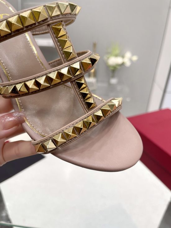 Valentino Hollow Out Rivet Decor Premium Leather Comfortable Shoes
