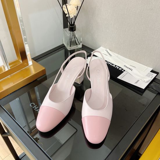 Chanel Classic Two-tone Lambskin Slingback Sandals Flat Low Heel