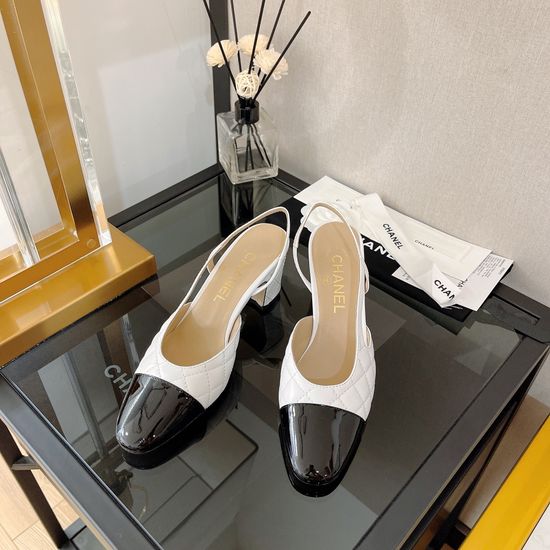 Chanel Quilted Lambskin Square Toe Slingback Flat Sandals