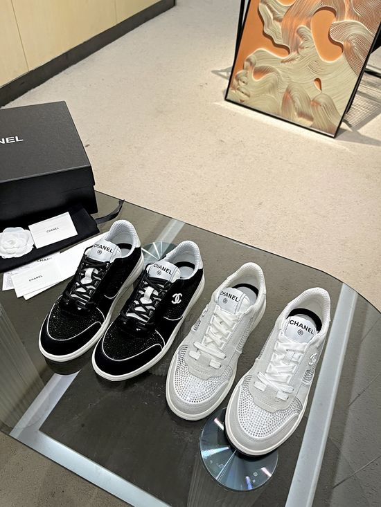 Chanel Rhinestone Decor Hidden Heel Comfortable Casual Sneakers