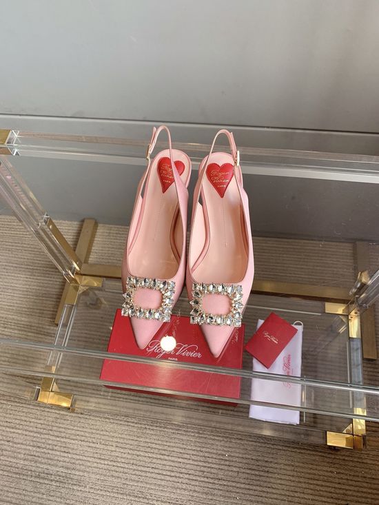 Roger Viver Rhinestone Buckle Kitten Heel Slingback Shoes Elegant Comfortable
