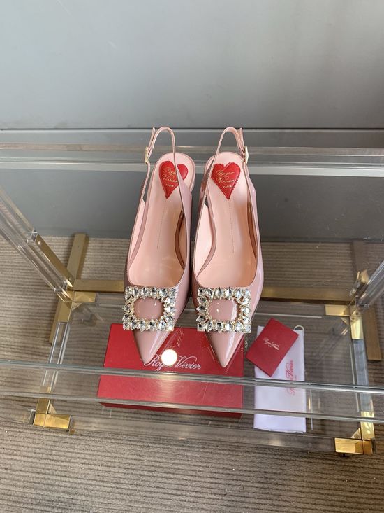 Roger Viver Rhinestone Buckle Kitten Heel Slingback Shoes Elegant Comfortable