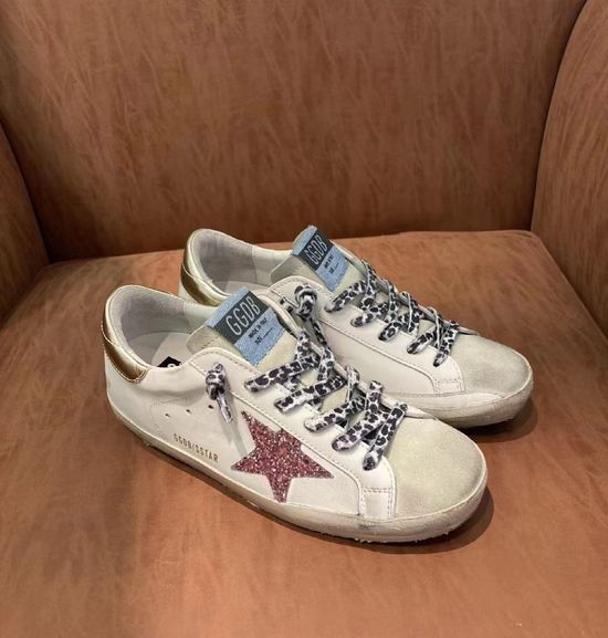 Golden Goose Vintage Distressed Casual Sneakers with Pink Accent