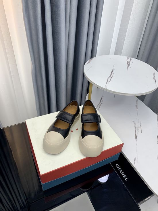 Marni Premium Leather Platform Casual Shoes with Adjustable Straps