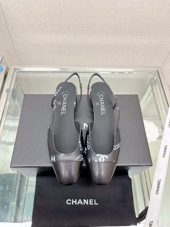 Chanel Classic Two-tone Printed Sheepskin Slingback Sandals