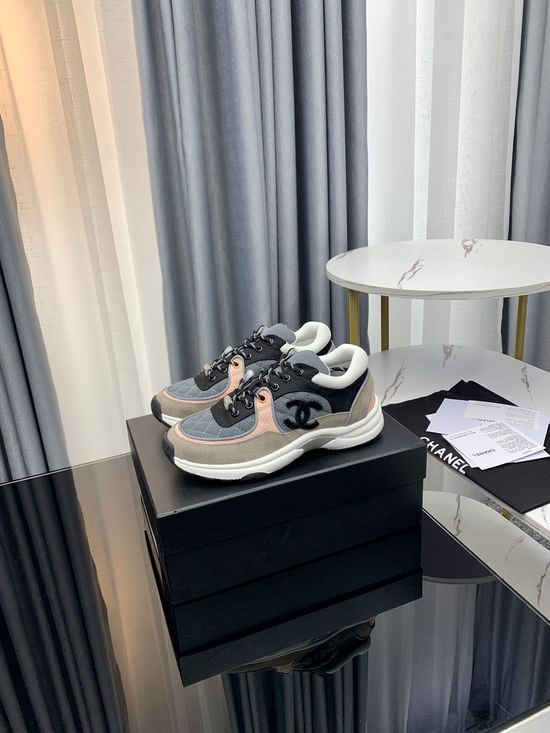 Chanel Color Block Thick Sole Comfort Height Increasing Shoes